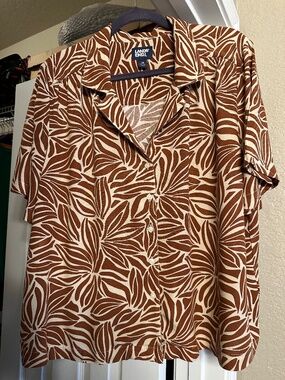 Lands' End Women's Plus Size 1X Rayon Short Sleeve Camp Shirt